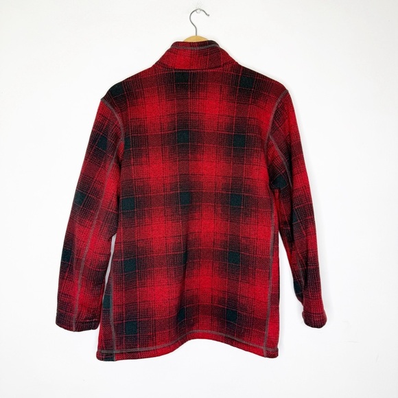 The North Face Men's Red Plaid Quarter Zip Fleece Size Medium Large - Picture 2 of 6